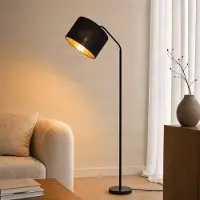 LINDBY Vloerlamp Siovan , zwart, Woon-/ Eetkamer, metaal, Modern, vloerlamp