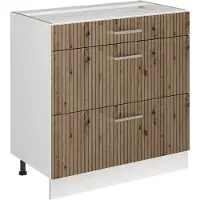 Vicco Keukenonderkast R-Line Artisanaal eiken/Wit 80 cm met 3 laden zonder werkblad, Model 72331