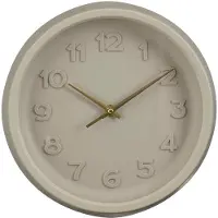 Mica Decorations Ting Wandklok Ø27 Cm - Grijze Wandklok met 3D Cijfers - Minimalistisch Design met Gouden Wijzers - Werkt op AA Batterij - 27 x 5,5 cm