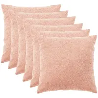 vidaXL Kussensloop 6 st HEERLEN Roze 55 x 55 cm Bouclé