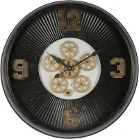 Clayre & Eef Wandklok, diameter 60 cm, zwart, ijzer