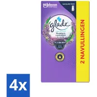 Glade 4 x - Touch & Fresh Navulling - Tranquil Lavender & Aloë - 2 × 10 ml - Geur - Lavendel - Aloë Vera - Aromatherapie - Huisgeur