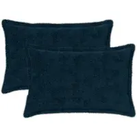 vidaXL Kussensloop 2 st HOUTEN Marineblauw 50 x 70 cm Nep Konijnenbont