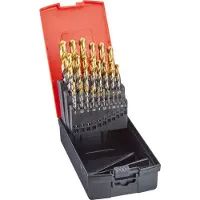 Format Spiraalborenset DIN338 HSS TiN-TIP 1,0-10,5mm met 0,5mm oplopend + Kerngatboor