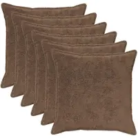 vidaXL Kussensloop 6 st HOUTEN Lichtbruin 65 x 65 cm Nep Konijnenbont