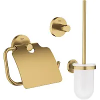 GROHE Essentials Toilet accessoireset 3-delig met toiletborstelhouder, handdoekhaak en toiletrolhouder met klep Brushed cool sunrise sw99005/sw99021/sw99045/