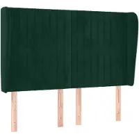 vidaXL Hoofdbord met randen 147x23x118/128 cm fluweel donkergroen