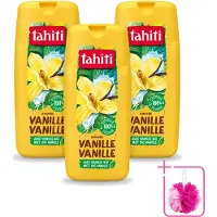 Tahiti 3 x – Douchegel – Vanille - 300 ml - Bulkverpakking - Douchegel vanille - Douchemop - Douchegel voor huidverzorging