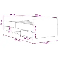 vidaXL Bedframe met lade met hoofdeinde met opslag Wit Bewerkt hout
