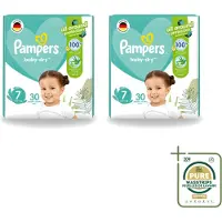 Pampers 2 x – Luiers – Active Baby Dry Maat 7 – 30 Luiers - Wasstrips - Luiers Voor Baby - Droge Luiers - Comfortabele Luiers - Langdurige Droogheid - Huidbescherming