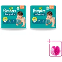 Pampers 2 x – Luiers – Baby-Dry Maat 3 (6-10 kg) – 34 Luiers - Bulkverpakking - Babyluier - Douchemop - Babydouche