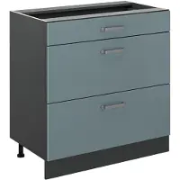 Vicco Keukenonderkast R-Line Blauw-grijs/Antraciet 80 cm met 3 laden zonder werkblad, Model 72407