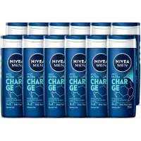 Nivea 12 x Men – Douchegel – Ultra Charge – 250 ml - Voordeelverpakking - 12 stuks