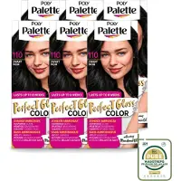 Palette 6 x Poly - Haarverf - Glossy Zwart 110 - 115ml - Wasstrips - Haarverf - Glossy Zwart - Zonder Ammoniak - Gezond Haar - Glans