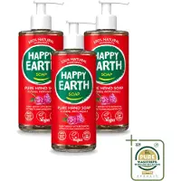 Happy Earth 3 x – Handzeep – 100% Natuurlijk Floral Patchouli – 300 ml - Wasstrips - Handzeep - Natuurlijke Handzeep - Vegan Handzeep - Antibacterieel Handzeep - Patchouli Handzeep