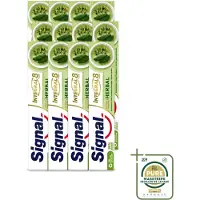 Signal 12 x - Integral & Actions - Tandpasta - Natuurlijke Kruiden - Gerecyclede Verpakking - 75 ml - Wasstrips - Tandpasta - Natuurlijke Kruiden - Fluoride - Tandbederf - Tandplak