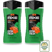 Axe 2 x - 3-in-1 Douchegel - Jungle Fresh - Palm Leaves & Amber - Extra Fresh - 250 ml - Wasstrips - Douchegel - Lichaam - Gezicht - Haar - Frisheid