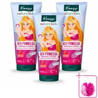 Kneipp 3 x - Shampoo & Douche - Prinsessen - 200 ml - Bulkverpakking - Kinderdouchegel - Douchemop - Kinderbad