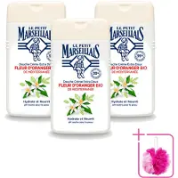 Le Petit Marseillais 3 x - Douchecrème - Oranjebloesem - Hydraterend - 250ml - Bulkverpakking - Douchecrème - Douchemop - Hydraterende douchecrème