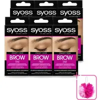 Syoss 6 x - Brow Tint Zwart - Wenkbrauwverf - Langdurige Kleur - Tot 10 Toepassingen - Bulkverpakking - Wenkbrauwverf - Douchemop - Permanente wenkbrauwverf