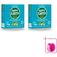 Happy Earth 2 x – Shower Bar – 100% Natuurlijk Cedar Lime – 90 g - Bulkverpakking - Douchebar - Douchemop - Natuurlijke douche