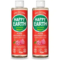Happy Earth 2 x – Douchegel – 100% Natuurlijk Floral Patchouli – 300 ml - Voordeelverpakking - 2 stuks