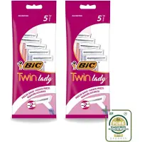 BIC 2 x - Twin Lady - Scheermesjes - Dubbel Mesje - Wegwerpmesjes - 5 Scheermesjes - Wasstrips - Scheermesjes - Wegwerpmesjes - Dubbel Mesje - Scheermesje - Vrouwelijke Scheermesjes