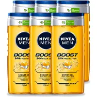 Nivea 6 x - Men - Boost Douchegel - 24 Uur Lang Effect - 250 ml - Voordeelverpakking - 6 stuks