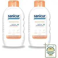 Sanicur 2 x – Bad & Douchegel – Sensitive – 300 ml - Wasstrips - Gevoelige Huid - Bad En Douchegel - Milde Reiniging - Droge Huid - Kamille Extract