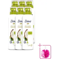 Dove 6 x - Douchemousse - Coconut Oil - Voedend en verzorgend - 200 ml - Bulkverpakking - Douche mousse - Douchemop - Kokosolie