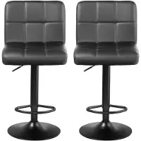 FURNIFY ASTA Barstoelen Set van 2 - Zwart Kunstleer - Draaibaar