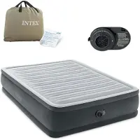 Intex 64414Nd Durabeam Opblaasbaar luchtbed, geschikt voor 2 personen, formaat Queen, 152x203x46 cm, grijs