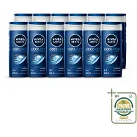 Nivea 12 x MEN - Douchegel - Cool Kick - 250 ml - Wasstrips - Douchegel Mannen - Frisheid Onder De Douche - Verkoelend Effect - 2-in-1 Douchegel En Shampoo - Ijsblauwe Gel