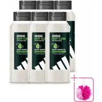 Adidas 6 x – Douchegel – Active Skin & Mind Deep Clean – 250 ml - Bulkverpakking - Douchegel - Douchemop - Huid reinigen