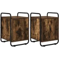 vidaXL Nachtkastje 2 st Gerookt eiken 35 x 36,5 x 50 cm Bewerkt hout