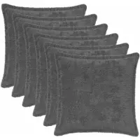 vidaXL Kussensloop 6 st HOUTEN Donkergrijs 45 x 45 cm Nep Konijnenbont
