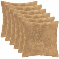 vidaXL Kussensloop 6 st HEERLEN Taupe 35 x 35 cm Nep Konijnenbont