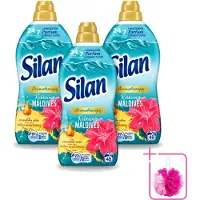 Silan 3 x Aromatherapy - Wasverzachter - Relaxing Maldives - Essentiële Oliën en Langdurige Parfum - 48 Wasbeurten - 1.056L - Bulkverpakking - Wasverzachter - Douchemop - Tropische geur
