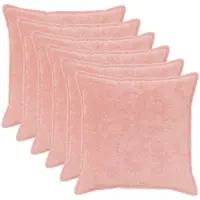 vidaXL Kussensloop 6 st HOUTEN Roze 80 x 80 cm Nep Konijnenbont