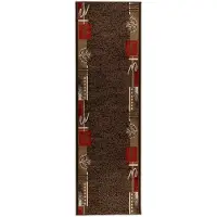 vidaXL - Lopers - Tapijt - FLORNES - Geweven - Bruin - Bladeren - 67 - x - 400 - cm - PP