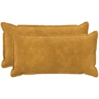 vidaXL Kussen met kussen HOUTEN 2 st Geel Microfiber Fleece