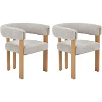 Vente-unique Set van 2 stoelen in getextureerde stof en metaal met houtlook - Beige en natuurlijk licht - VOLOSKA
