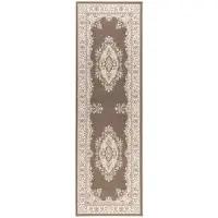 vidaXL - Lopers - Tapijt - FLORNES - Geweven - Taupe - patroon - 100 - x - 250 - cm - PP