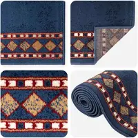 vidaXL - Lopers - Tapijt - FLORNES - Geweven - Blauw - Diamanten - 67 - x - 400 - cm - PP