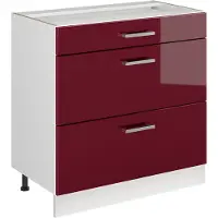 Vicco Keukenonderkast R-Line Rode hoogglans/Wit 80 cm met 3 laden zonder werkblad, Model 72351