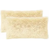 vidaXL Kussensloop 2 st HEERLEN Crèmekleurig 40 x 70 cm PV Fleece