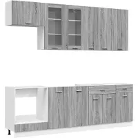 vidaXL Keukenblok LYON 8 st Grijs Sonoma Bewerkt hout