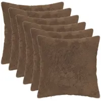 vidaXL Kussensloop 6 st HEERLEN Lichtbruin 45 x 45 cm Nep Konijnenbont