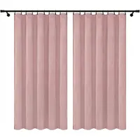 Voppi 2x Velours Gordijnen 140x260cm Poederroze - Gordijnstof met Plissering