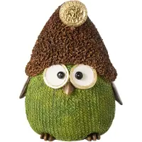 J-Line decoratie Uil Hoed - polyresin - groen/bruin - large